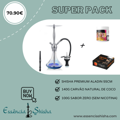 PACK SHISHA PREMIUM ALADIN ALUX CAPTAIN 55CM