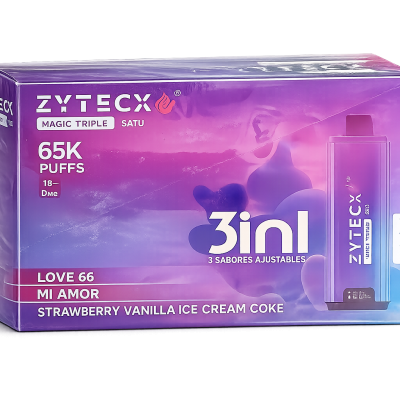 CAIXA COMPLETA - VAPE DESCARTÁVEL 3 EM 1 - 65000 PUFFS - LOVE66 | MI AMOR | STRAWBERRY VANILLA ICE CREAM COKE