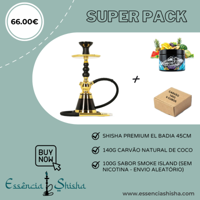 PACK SHISHA PREMIUM EL BADIA GOLD & BLACK LIMITED EDITION 45CM