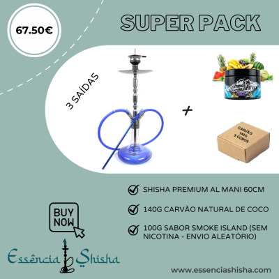 PACK SHISHA PREMIUM AL MANI SMOKE ME FIVE 60CM (3 SAÍDAS)