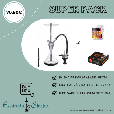 PACK SHISHA PREMIUM ALADIN ALUX CAPTAIN 55CM