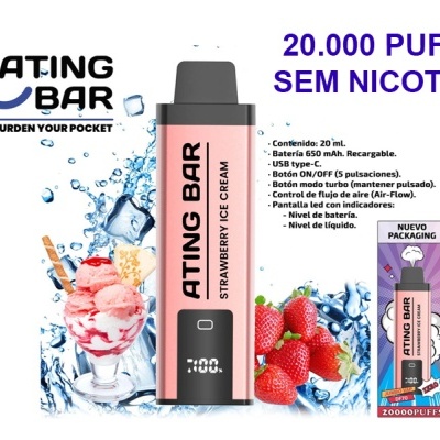 VAPE DESCARTÁVEL 20000 PUFFS - GELADO MORANGO