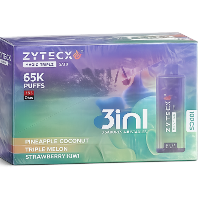 CAIXA COMPLETA - VAPE DESCARTÁVEL 3 EM 1 - 65000 PUFFS - PINEAPPLE COCONUT | TRIPLE MELON | STRAWBERRY KIWI