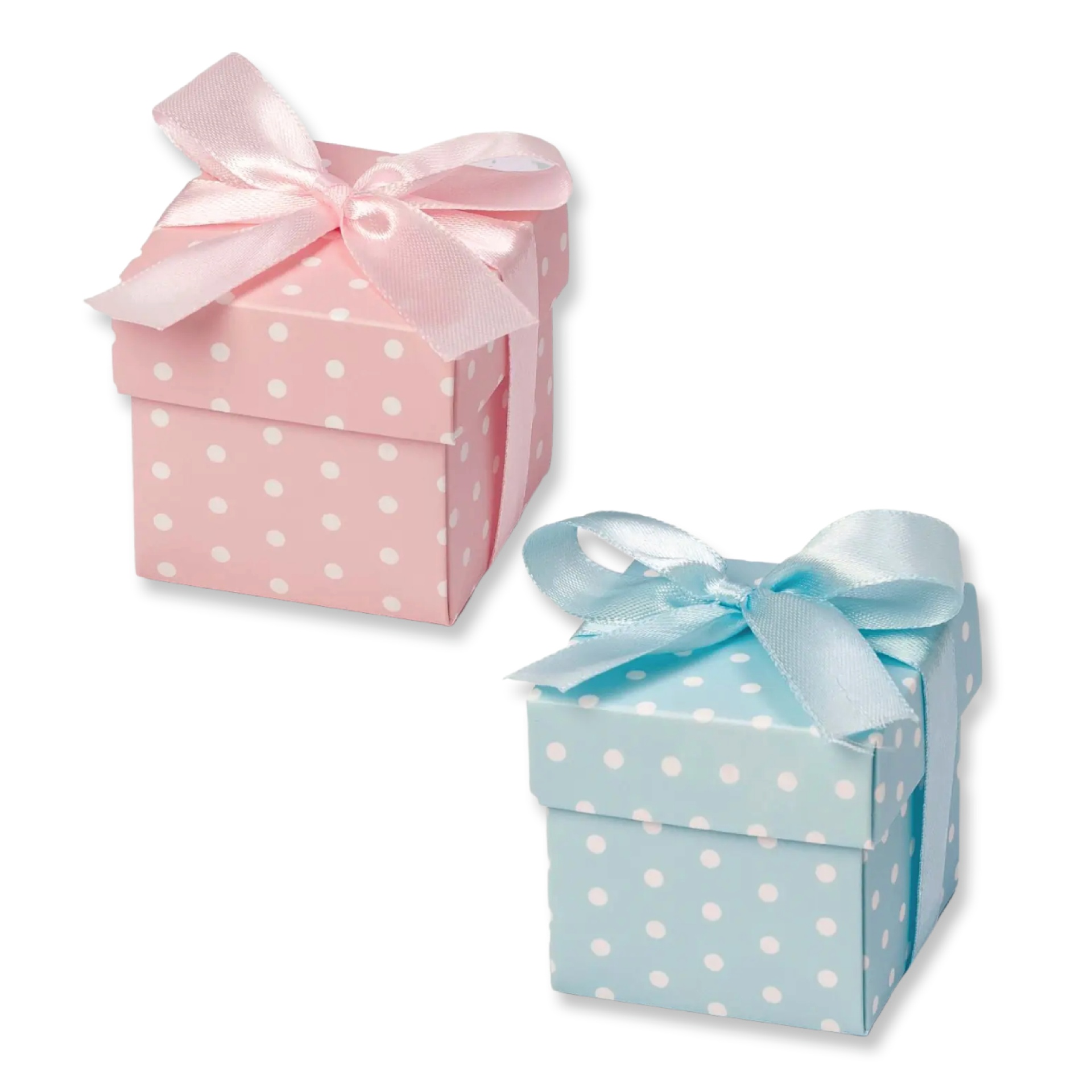 25 Caixas Azul/Rosa Bolinhas c/ Fita E13