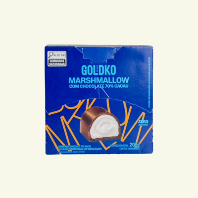 Caixa de bombom de marshmallow 70% cacau zero adição de açúcares (41 Kcal por unidade) - 18 unidades