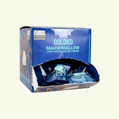 Caixa de bombom de marshmallow 70% cacau zero adição de açúcares (41 Kcal por unidade) - 18 unidades