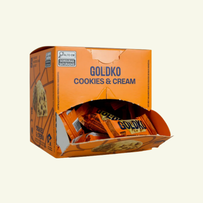 Caixa de bombom Cookies & Cream zero adição de açúcares (69 Kcal por unidade) – 18 unidades