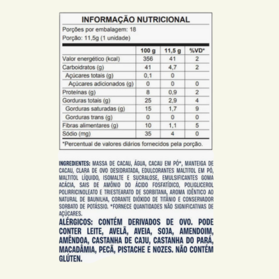 Caixa de bombom de marshmallow 70% cacau zero adição de açúcares (41 Kcal por unidade) - 18 unidades