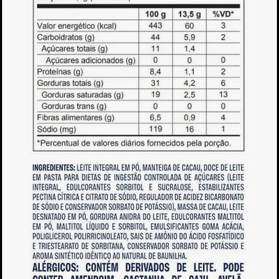 Cópia de Caixa de bombom doce de leite zero adição de açúcares (60 Kcal por unidade) – 18 unidades