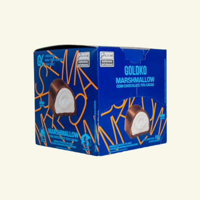 Caixa de bombom de marshmallow 70% cacau zero adição de açúcares (41 Kcal por unidade) - 18 unidades