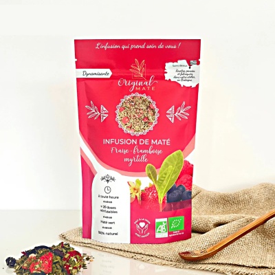 Mate Orgânico de Morango, Framboesa e Mirtilo, Infusão de Frutas