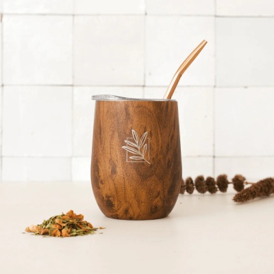 Cabaça de Mate Isotérmica Efeito Madeira