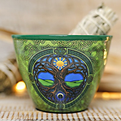 Tigela Metálica de Defumação Árvore da Vida