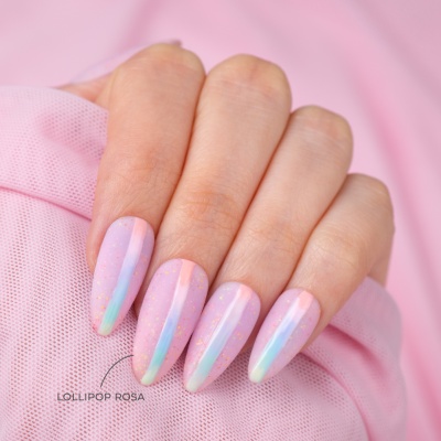 VERNIZ GEL INOCOS EFEITO LOLLIPOP ROSA GLITTER COLORIDO