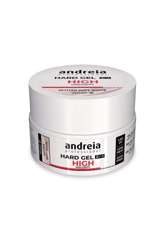 Hard Gel 2 in 1 - Glitter Soft White (High viscosity) 22g