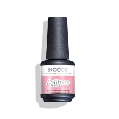 VERNIZ GEL INOCOS EFEITO LOLLIPOP ROSA GLITTER COLORIDO