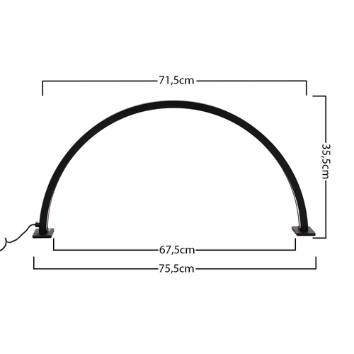 Lâmpada de mesa LED em arco, 35W, sem sombras, preta, tamanho