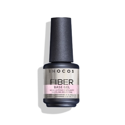 Inocos verniz fiber gel de unhas base rosa leitoso cintilante