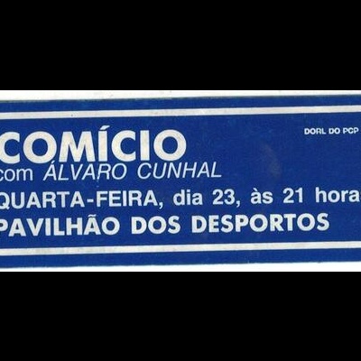 Autocolante - Comício com Álvaro Cunhal - Pavilhão dos Desportos - DORL do PCP