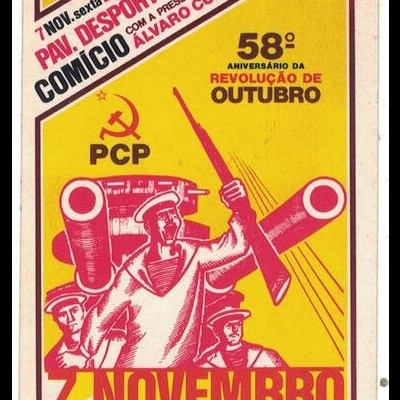 Autocolante - PCP - 58.º Aniversário da Revolução de Outubro - Comício com a presença de Álvaro Cunhal