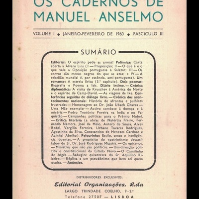 Os Cadernos de Manuel Anselmo - Volume I - Fascículo III - Janeiro-Fevereiro de 1960