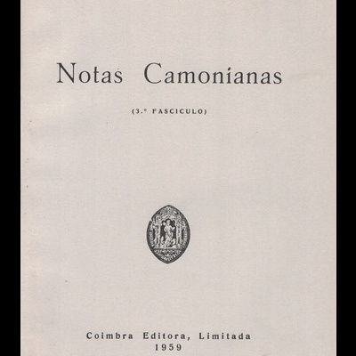 Notas Camonianas (3.º Fascículo) | de Augusta Faria Gersão Ventura