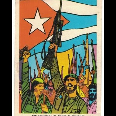 Autocolante - XVII Aniversário do Triunfo da Revolução - Associação de Amizade Portugal-Cuba - Núcleo de Almada