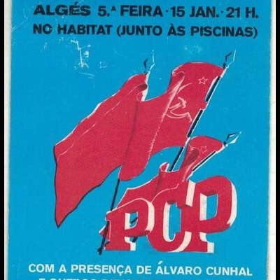 Autocolante - Grande Comício Algés com a presença de Álvaro Cunhal e Outros Dirigentes do Partido - Comissão da Freguesia de Algés/Carnaxide do PCP