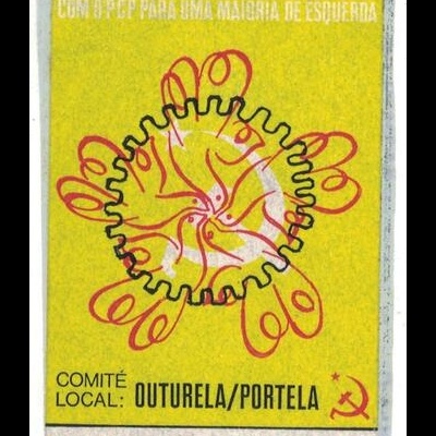 Autocolante - Com o PCP para uma Maioria de Esquerda - Comité Local: Outurela/Portela - Partido Comunista Português
