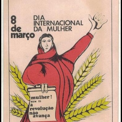 Autocolante - 8 de Março - Dia Internacional da Mulher - Mulher! Sem Ti a Revolução não Avança - Movimento Democrático de Mulheres, Almada