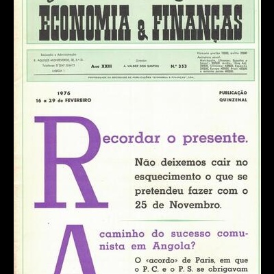 Jornal Português de Economia e Finanças - Ano XXIII - N.º 353 - 16 a 29 de Fevereiro de 1976