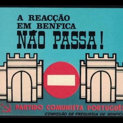Autocolante - A Reacção em Benfica Não Passa - Partido Comunista Português - Comissão de Freguesia de Benfica