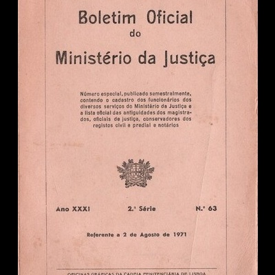 Boletim Oficial do Ministério da Justiça - Ano XXXI - 2.ª Série - N.º 63