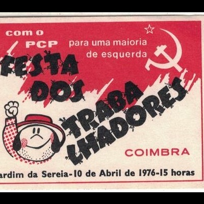 Autocolante - Como PCP para uma Maioria de Esquerda - Festa dos Trabalhadores - Coimbra, 10 de Abril de 1976