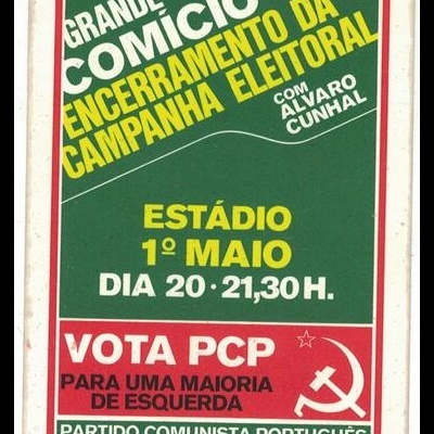 Autocolante - Grande Comício Encerramento da Campanha Eleitoral com Álvaro Cunhal - Partido Comunista Português