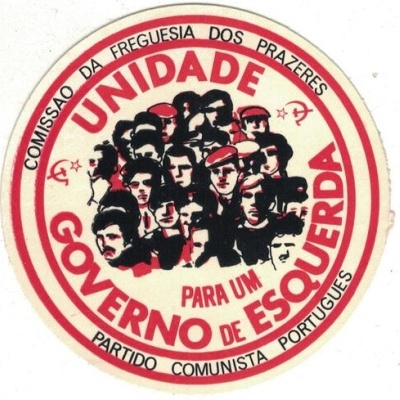 Autocolante - Comissão de Freguesia dos Prazeres - Partido Comunista Português: Unidade para um Governo de Esquerda
