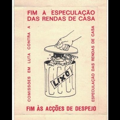 Autocolante - Fim à Especulação das Rendas de Casa, Fim às Acções de Despejo - Comissões de Luta Contra a Especulação das Rendas de Casa
