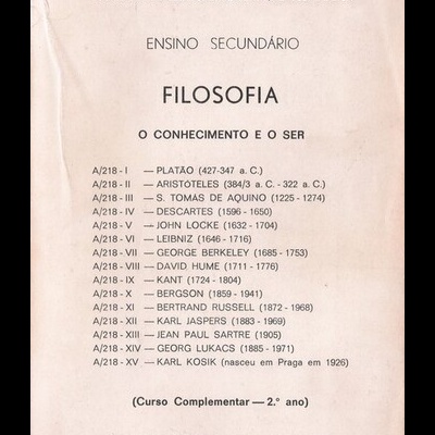 Filosofia - O Conhecimento e o Ser