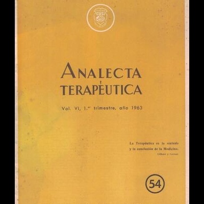 Analecta Terapéutica - N.º 54 - Vol. VI - 1.er trimestre, año 1963