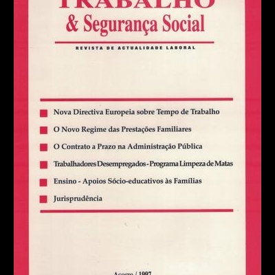 Trabalho e Segurança Social - Ano 7 - N.º 8 - Agosto de 1997