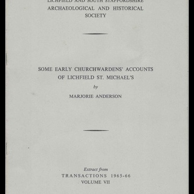 Some Early Churchwarden's Accounts of Lichfield St. Michael's | de Marjorie Anderson