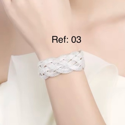 03 Pulseira Trançada de Prata 925