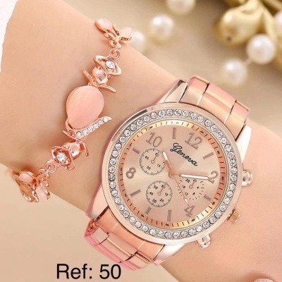 50 Relògio Geneva Rosa Gold