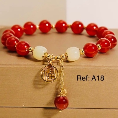 A18 Pulseira Ágata Vermelha