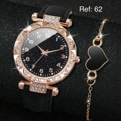 62 Relógio Coração Negro