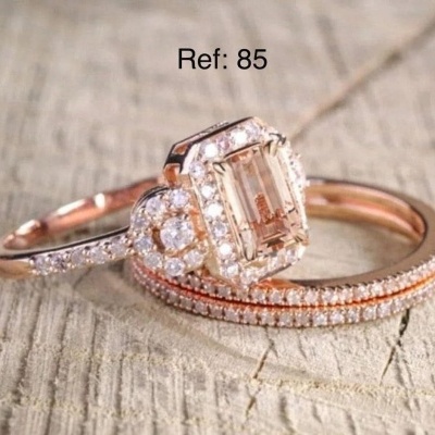 85 Par de Anéis Rosa Gold