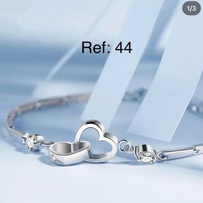 44 Pulseira Dois Corações Prata 925