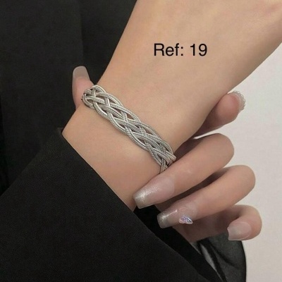19 Pulseira Trançada Aço Inoxidavel