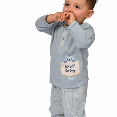 Pijama de menino "World cat day"