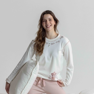 Pijama de senhora MIRA cardado e estampado